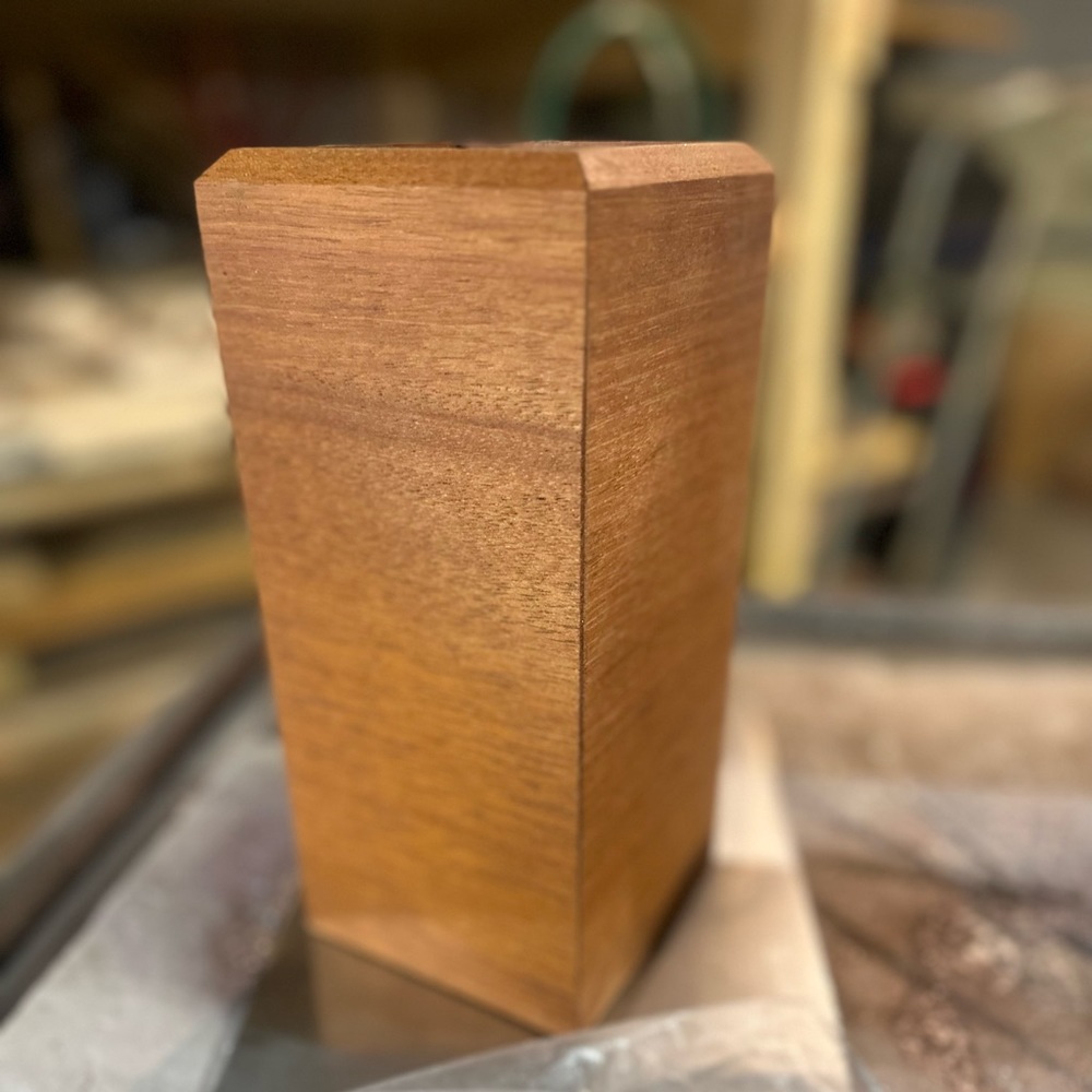 Handmade solid Mahogany wood faux flower vase